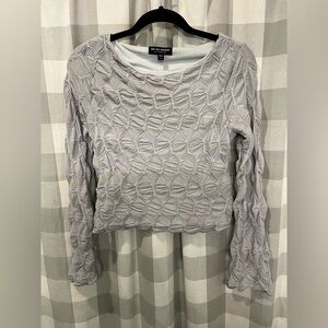 See You Monday Light Gray Textured Blouse